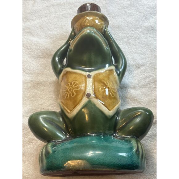 Frog Ceramic Candle Stick Figurines Set 2 Boy Girl Glazed Vintage - Picture 9 of 11